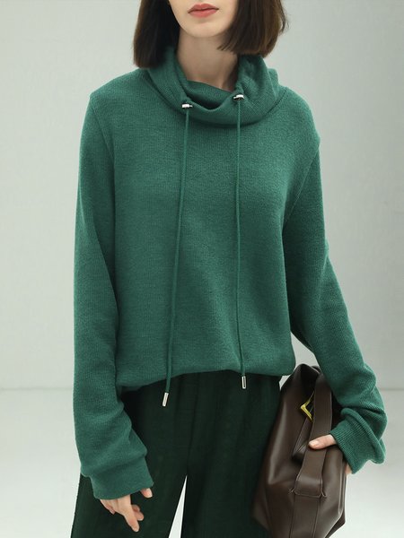 

Daily Long sleeve Loose Plain Casual Sweatshirt, Green, Hoodies and Sweatshirts