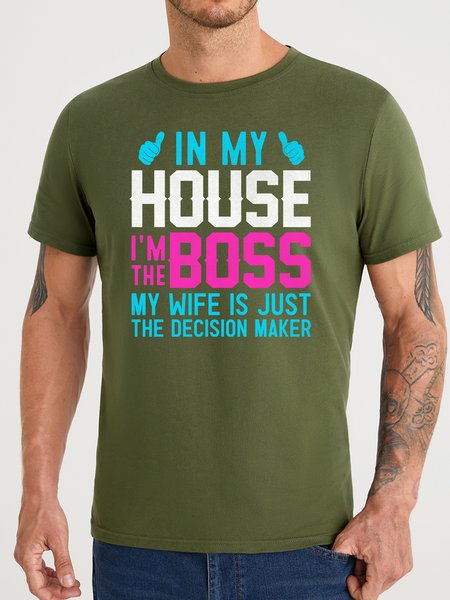 

Lilicloth X Abu In My House I'm The Boss My Wife Is Just The Decision Maker Men's T-Shirt, Army green, T-shirts