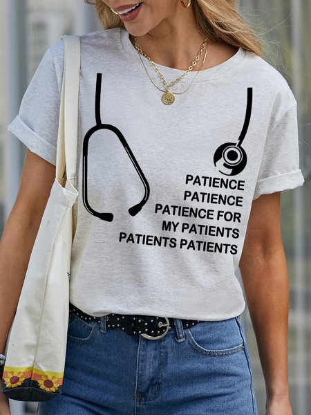 

Lilicloth X JI Funny Patience for my Patients Women's T-Shirt, White, T-shirts