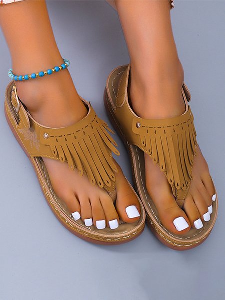 

Wedge Beach Flip Flop Sandals, Yellow, swimwear>>Beach Accessories