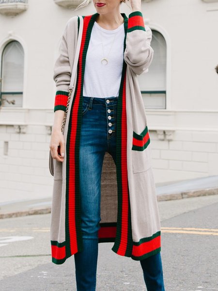 

Regular Fit Elegant Long Sleeve Sweater Coat, As picture, Cardigans