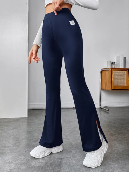 

Casual Plain Loose Casual Pants, Blue, Pants