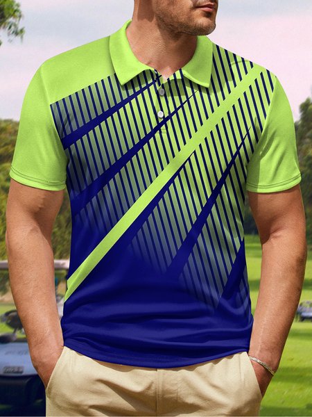 

Ombre Abstract Geometric Button Short Sleeve Polo Shirt, Lightgreen, Polo Shirts
