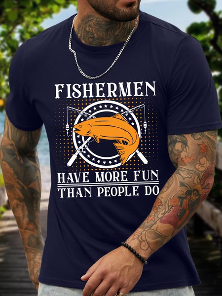 

Lilicloth X Jessanjony Fishermen Have More Fun Than People Do Men's T-Shirt, Deep blue, T-shirts