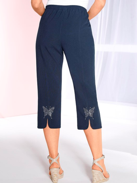 

Butterfly Casual Loose Casual Pants, Blue, Pants