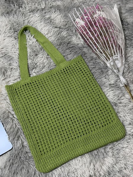 

Simple knitted hollow shoulder bag, Lightgreen, swimwear>>Beach Accessories