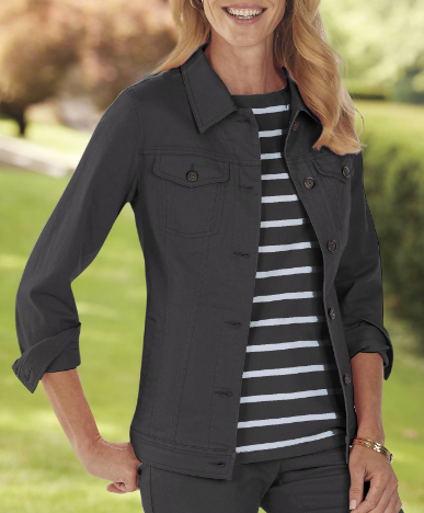 

Loose Casual Cotton-Blend Jacket, Black, Jackets