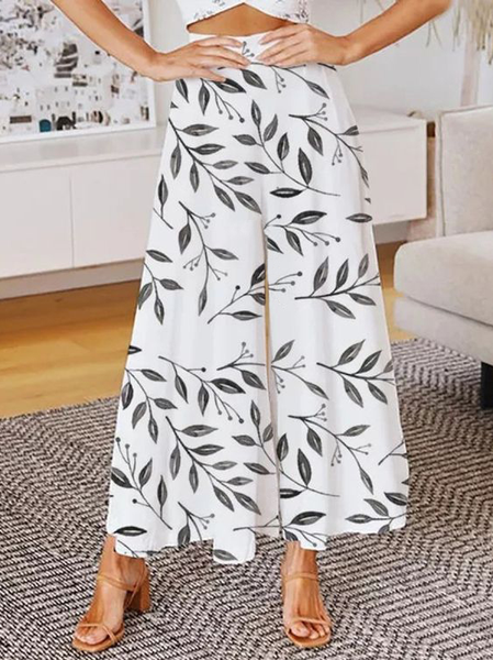 

Leaf Casual Loose Casual Pants, White, Pants