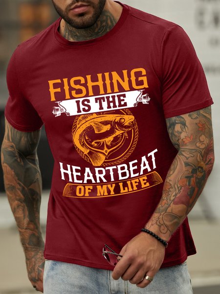 

Lilicloth X Jessanjony Fishing Is The Heartbeat Of My Life Men's T-Shirt, Red, T-shirts