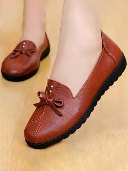 

Vintage Bow Soft Comfort Flats, Brown, Flats