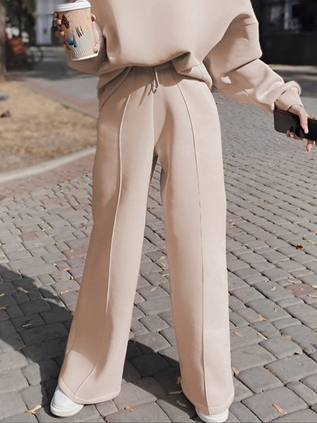 

Plain Simple Casual Wide Leg Pants, As picture, Pants