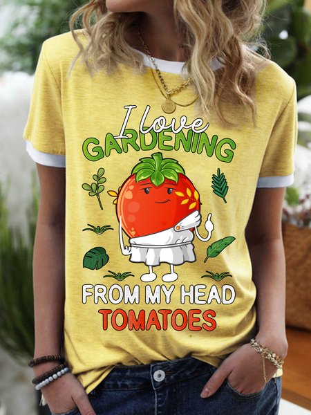 

Lilicloth X Manikvskhan I Love Gardening From My Head Tomatoes Women's T-Shirt, Yellow, T-shirts