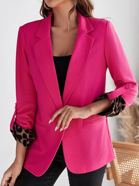

Casual Cotton-Blend Loose Blazer, Rose red, Blazers