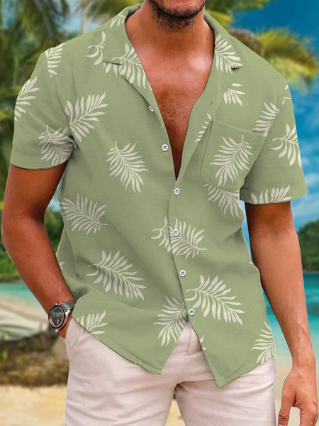 

Hawaiian Botanical Floral Short Sleeve Casual Shirt, Green, Men Shirts