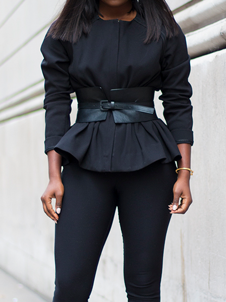 Regular Fit Plain Crew Neck Long sleeve Urban Jacket, Black, Jackets
