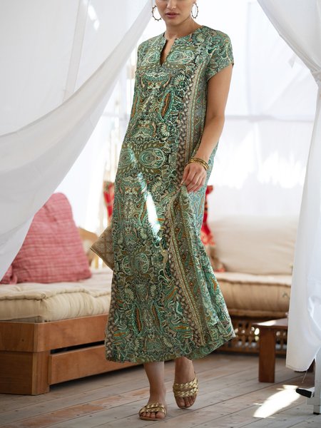 

Green Boho Chic Caftan Oversized 'Leyla' Dress, Formal Dresses