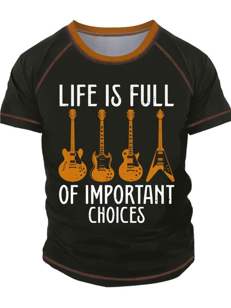 

Men’s Life Is Full Of Important Choices Regular Fit Crew Neck Casual T-Shirt, Green, T-shirts