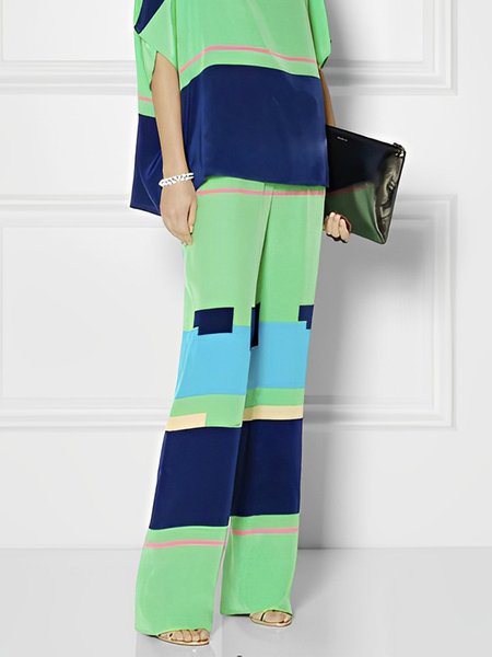 

Color Block Elegant Fashion Pants, Green, Pants