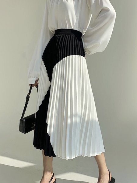 

Daily Geometric Elegant Regular Fit Skirt, White, Skirts