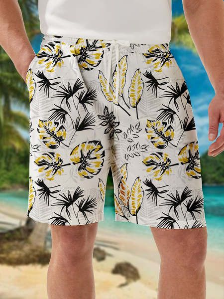 

Hawaiian Botanical Floral Bermuda Short, White, Men's shorts