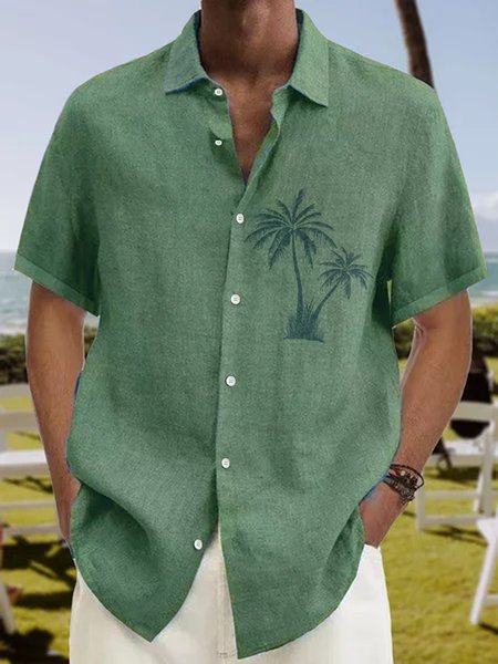 

Coconut Tree Short Sleeve Resort Shirt, Green, Men Shirts