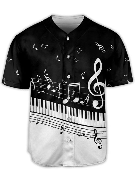

Music Piano Short Sleeve Baseball Shirt, Black, Baseball Shirts