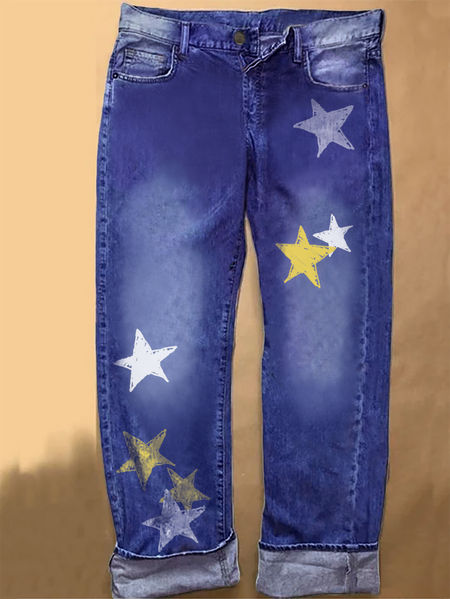 

Star Denim Printed Jeans, Blue, Jeans