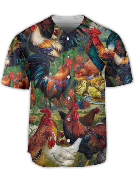 

Rooster Short Sleeve Baseball Shirt, Red, Baseball Shirts