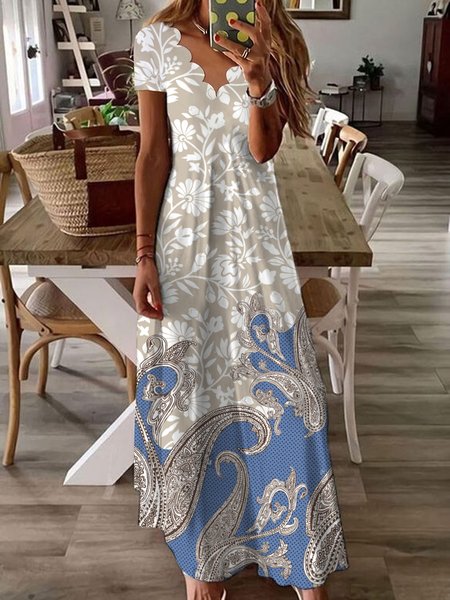 

Casual Regular Fit Floral V Neck Dress, Apricot, Dresses