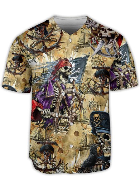 

Viking Sailing Boat Short Sleeve Baseball Shirt, Khaki, Baseball Shirts