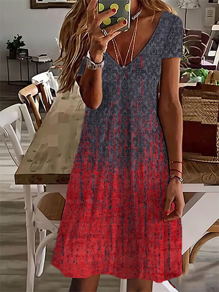 

Casual Ethnic Dress, Red, Short