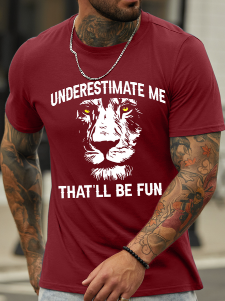 

Men's Underestimate Me That'll Be Fun Crew Neck Cotton Casual T-Shirt, Red, T-shirts