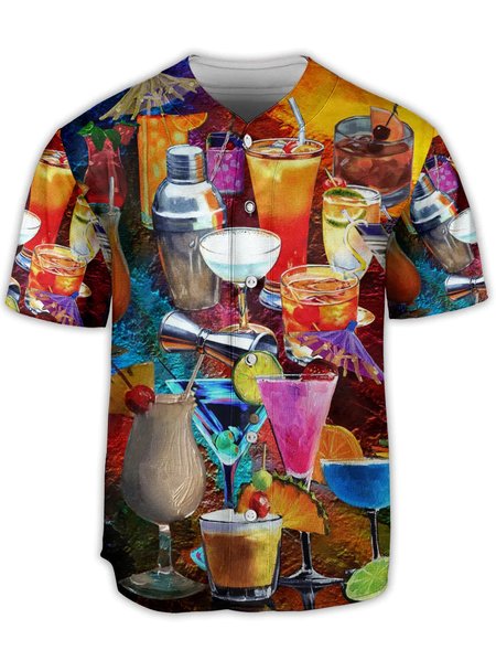 

Cocktail Short Sleeve Baseball Shirt, Orange, Baseball Shirts