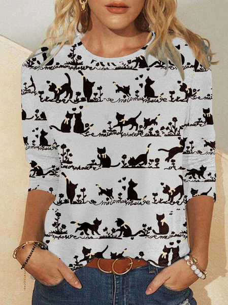 

Cat Top, White, Long sleeves