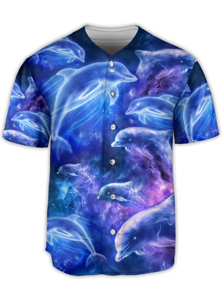 

Dolphin Short Sleeve Baseball Shirt, Blue, Baseball Shirts