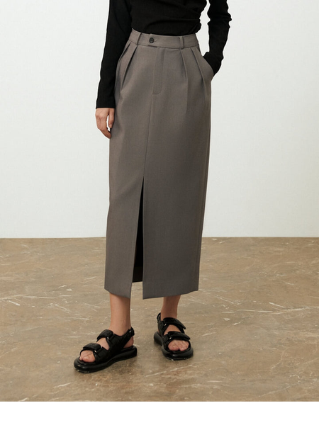 

Elegant Regular Pencil Skirt, Gray, Skirts