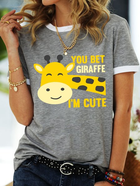 

Lilicloth X Jessanjony You Bet Giraffe I'm Cute Women's T-Shirt, Gray, T-shirts