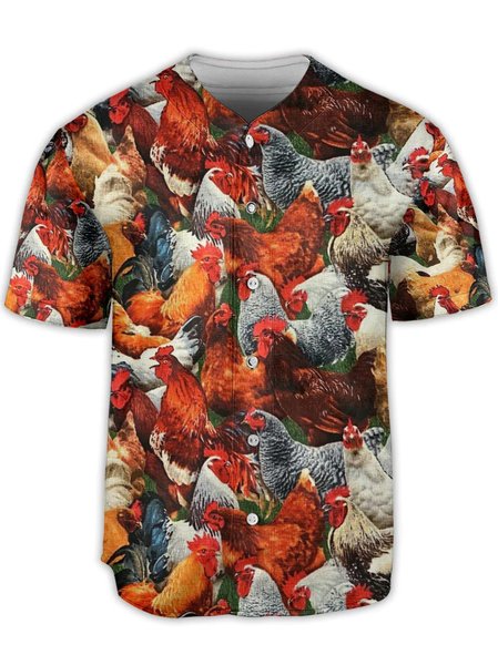 

Rooster Short Sleeve Baseball Shirt, Red, Baseball Shirts