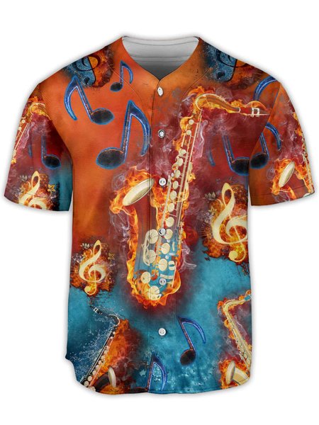 

Saxophone Music Short Sleeve Baseball Shirt, Orange, Baseball Shirts