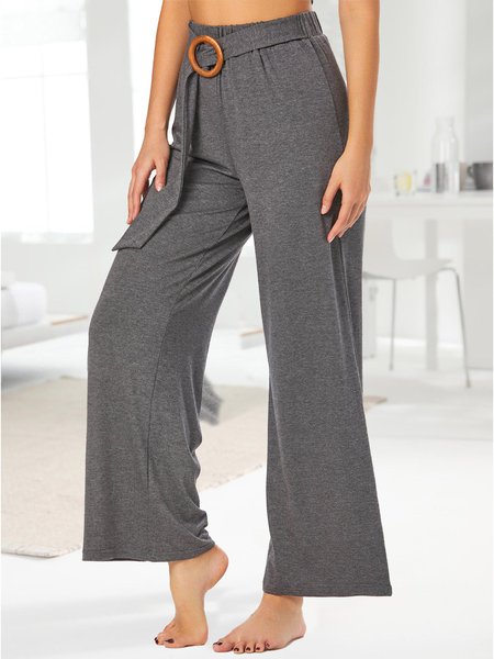 

Plain Cotton-Blend Casual Loose Casual Pants, Gray, Pants