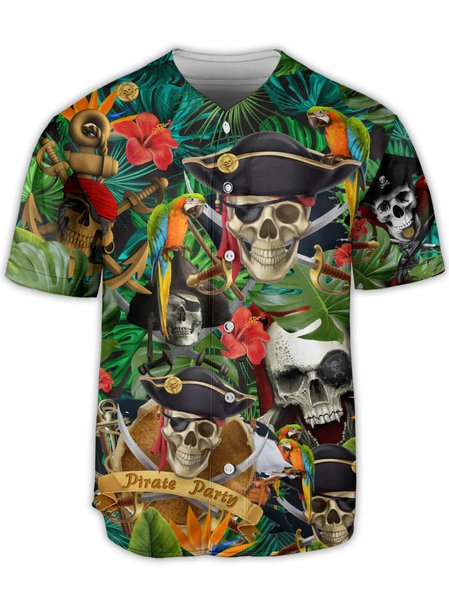 

Pirates Party Short Sleeve Baseball Shirt, Green, Baseball Shirts