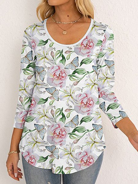 

Floral Casual Loose T-Shirt, Multicolor, T-Shirts