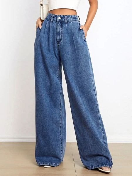 

Plain Denim Casual Jeans, Blue, Jeans