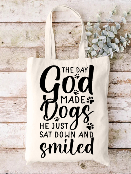 

Dog Lover Letters Shopping Tote, White, Bags