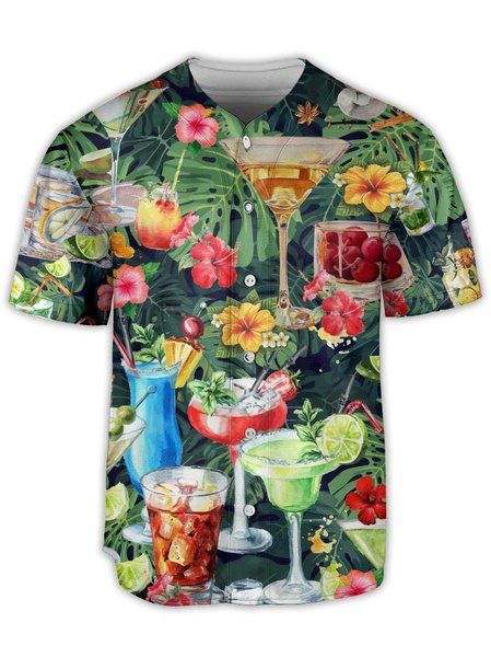 

Cocktail Short Sleeve Baseball Shirt, Green, Baseball Shirts