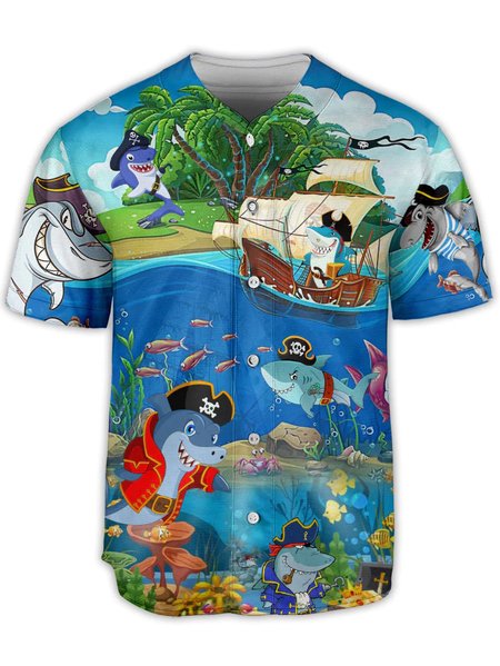 

Ocean Shark Short Sleeve Baseball Shirt, Blue, Baseball Shirts