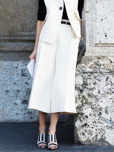 

Daily Plain Elegant Regular Fit Fashion Pants, Off white, Pants