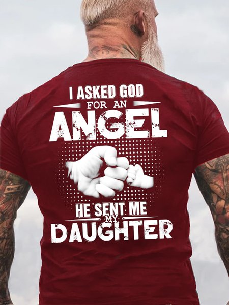 

Men's I HAVE A AWESOME DAUGHTER Casual Letters T-Shirt, Red, T-shirts