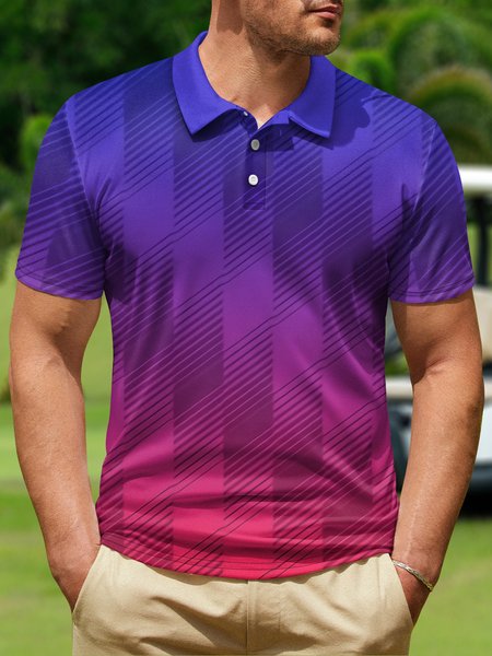 

Ombre Geometric Button Short Sleeve Golf Polo Shirt, Royal blue, Polo Shirts