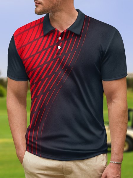 

Abstract Geometric Button Short Sleeve Golf Polo Shirt, Black, Polo Shirts